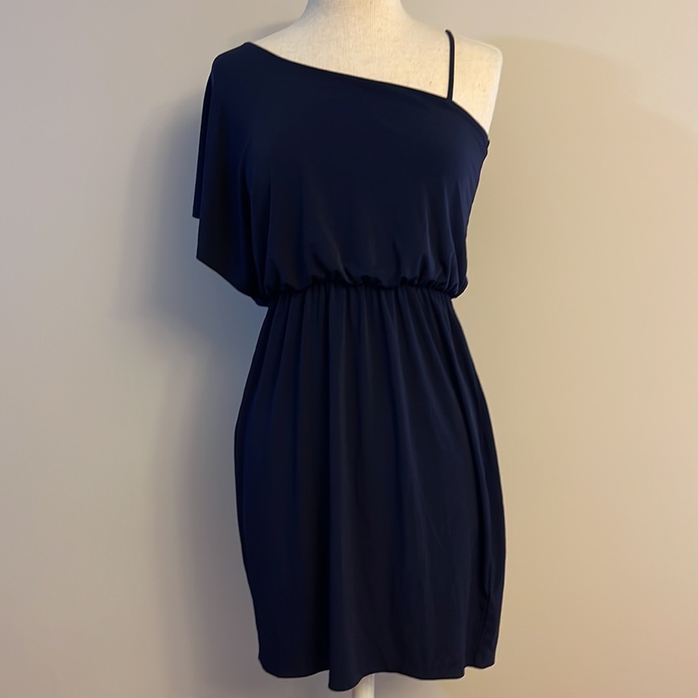 Enfocus Studio One Shoulder Navy Dress - Picture 4 of 11
